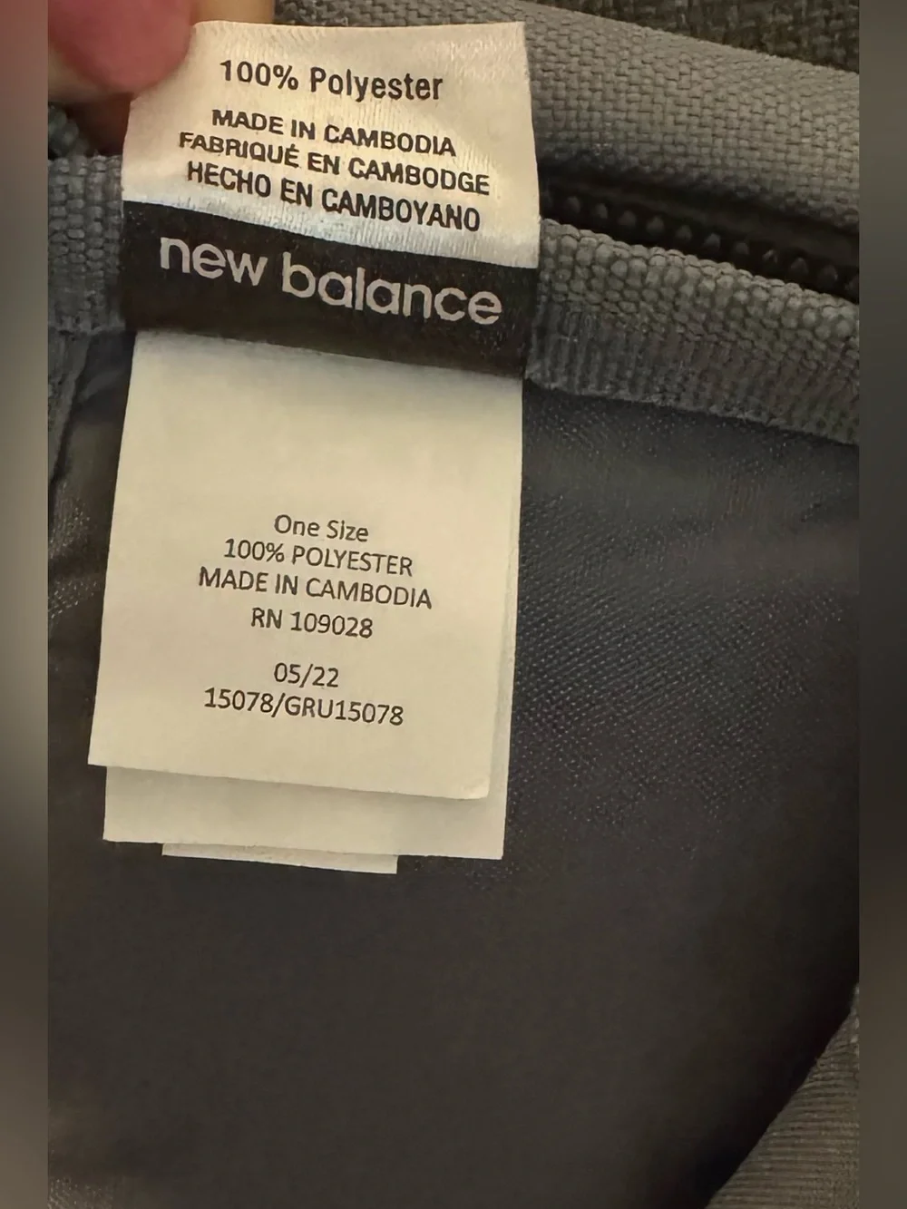 New Balance Light Gray and Black Men's Backpack with Bold Logo